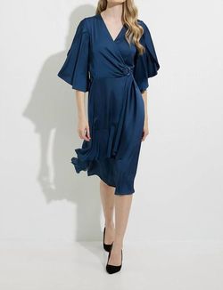 Style 1-1955472989-472 Joseph Ribkoff Blue Size 16 Tall Height Sleeves Free Shipping Cocktail Dress on Queenly