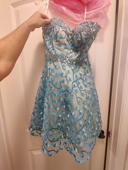 Tony Bowls Multicolor Size 0 Polyester Turquoise Cocktail Dress on Queenly