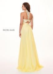 Style 6568 Rachel Allan Yellow Size 4 Floor Length Military Straight Dress on Queenly