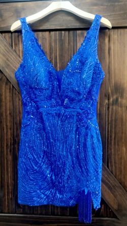 Portia and Scarlett Blue Size 10 50 Off Prom Sorority Formal Plunge A-line Dress on Queenly