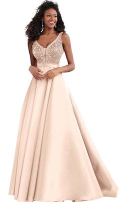 Style 67198 Jovani Pink Size 8 V Neck 67198 Satin A-line Dress on Queenly