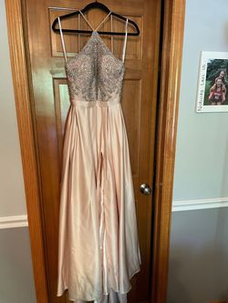 Vienna Gold Size 2 Jewelled Bridesmaid Short Height Wedding Guest Ball gown on Queenly