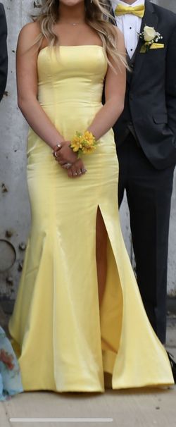 Sherri Hill Yellow Size 4 Side Slit Prom Mermaid Dress on Queenly