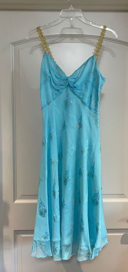 Milly of New York Blue Size 4 Pattern Midi Plunge Fitted Cocktail Dress on Queenly
