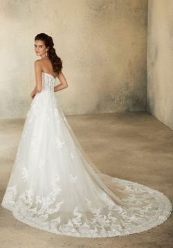 Style 2076 Moralee White Size 12 Floor Length Strapless Plus Size Cotillion Ball gown on Queenly