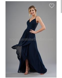 Style B203064 Jasmine Blue Size 14 V Neck Free Shipping Backless A-line Dress on Queenly