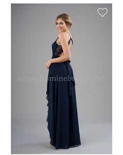 Style B203064 Jasmine Blue Size 14 Sorority Formal V Neck Free Shipping Backless A-line Dress on Queenly