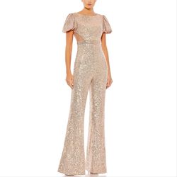 Mac Duggal Pink Size 0 Cut Out Prom Rose Gold Jumpsuit Dress on Queenly