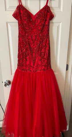 Sherri Hill Bright Red Size 6 Sequined Prom Mermaid Dress on Queenly