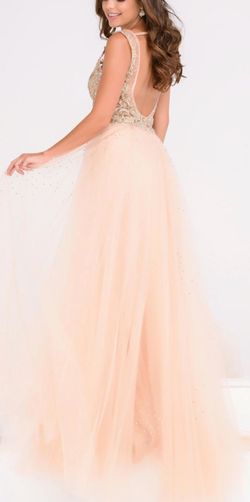 Jovani Nude Size 8 Prom Floor Length Overskirt Straight Dress on Queenly