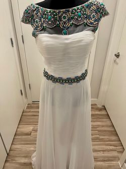 Sherri Hill White Size 6 Sleeves Military A-line Dress on Queenly