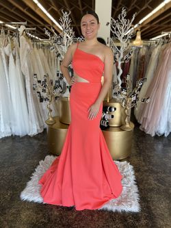 Style 000273a Jovani Pink Size 6 Jersey Tall Height Military Mermaid Dress on Queenly