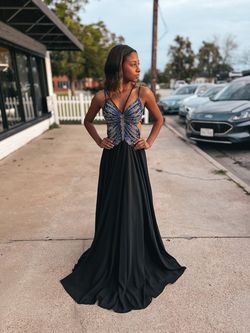 Style 000297a Jovani Black Size 0 Plunge A-line Dress on Queenly