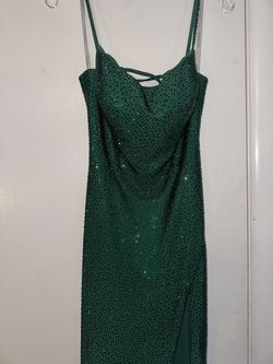 Sherri Hill Green Size 6 Emerald Floor Length A-line Dress on Queenly
