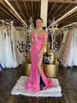 Style 22822a Jovani Pink Size 6 Strapless Tall Height Sequined Mermaid Dress on Queenly