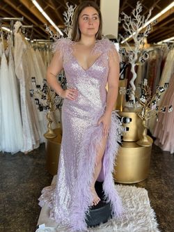 Style 06164 Jovani Purple Size 12 Floor Length Plus Size Lavender Mermaid Dress on Queenly
