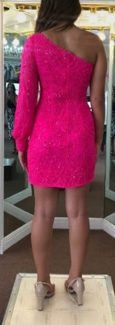 Sherri Hill Pink Size 4 One Shoulder Sorority Formal Homecoming Cocktail Dress on Queenly