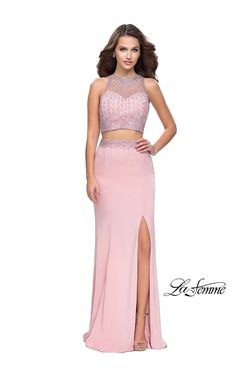 Style 26063 La Femme Pink Size 0 Tall Height Floor Length Side slit Dress on Queenly