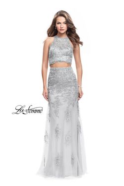 Style 26294 La Femme Silver Size 8 Tall Height Straight Dress on Queenly