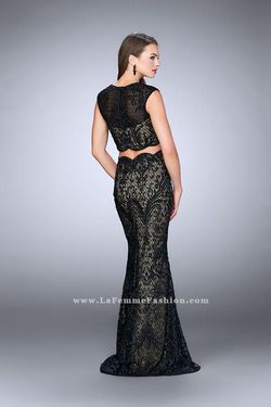 Style 23766 La Femme Black Size 6 Two Piece Tall Height Straight Dress on Queenly