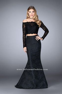 Style 24648 La Femme Black Size 4 Floor Length Mermaid Dress on Queenly