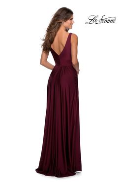Style 28547 La Femme Red Size 2 Jersey Floor Length Side slit Dress on Queenly