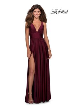 Style 28547 La Femme Red Size 20 Jersey Plus Size Tall Height Side slit Dress on Queenly