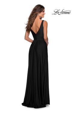 Style 28547 La Femme Black Size 20 Jersey Floor Length Side slit Dress on Queenly
