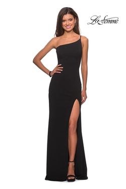 Style 28176 La Femme Black Size 14 Tall Height Prom Side slit Dress on Queenly