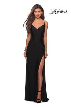 Style 28206 La Femme Black Size 14 Tall Height Prom Side slit Dress on Queenly