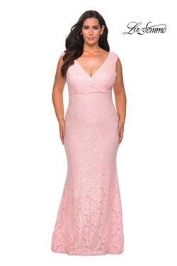 Style 28837 La Femme Pink Size 14 Floor Length Side slit Dress on Queenly