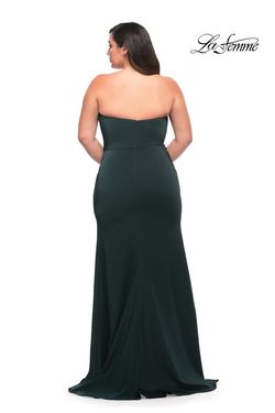 Style 29664 La Femme Green Size 18 Black Tie Plus Size Side slit Dress on Queenly