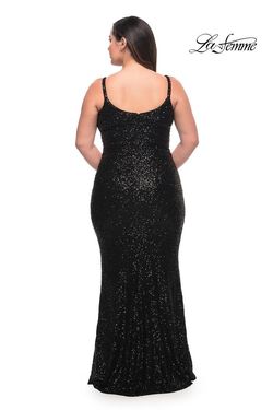 Style 29546 La Femme Black Size 16 Tall Height Sequined Straight Dress on Queenly
