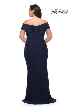 Style 29635 La Femme Blue Size 18 Navy Floor Length Plus Size Straight Dress on Queenly