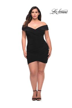 Style 29521 La Femme Black Size 16 Plus Size Cocktail Dress on Queenly