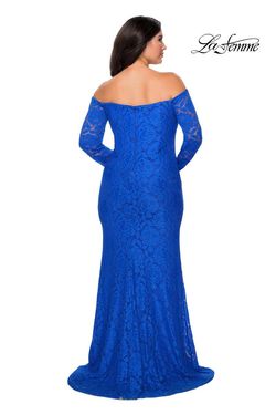 Style 28859 La Femme Royal Blue Size 16 Tall Height Lace Straight Dress on Queenly
