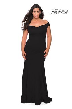 Style 28963 La Femme Black Tie Size 12 Tall Height Straight Dress on Queenly