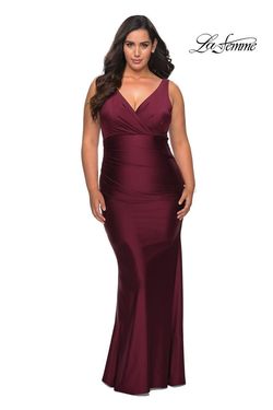Style 29028 La Femme Red Size 18 Jersey Tall Height Military Straight Dress on Queenly