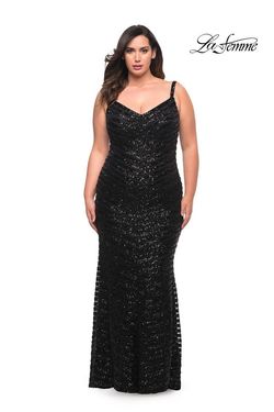 Style 29622 La Femme Black Size 16 Floor Length Plus Size Straight Dress on Queenly