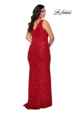 Style 29001 La Femme Red Size 16 Tall Height Lace Side slit Dress on Queenly