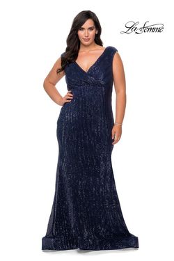 Style 28962 La Femme Blue Size 14 Plus Size Straight Dress on Queenly