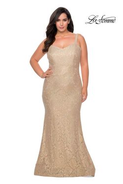 Style 28798 La Femme Nude Size 12 Floor Length Straight Dress on Queenly