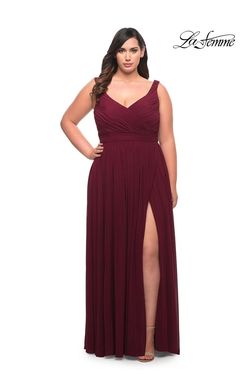 Style 29075 La Femme Red Size 20 Jersey Plus Size Tall Height Pageant Straight Dress on Queenly