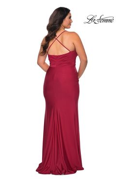 Style 29022 La Femme Red Size 20 Jersey Plus Size Tall Height Side slit Dress on Queenly