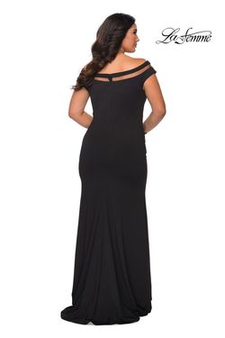 Style 29049 La Femme Black Size 20 Plus Size Tall Height Jersey Straight Dress on Queenly