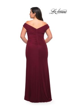 Style 29722 La Femme Red Size 18 Burgundy Jersey Tall Height Side slit Dress on Queenly