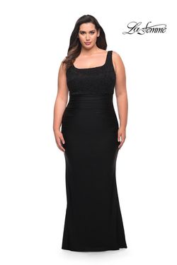 Style 29645 La Femme Black Size 20 Tall Height Plus Size Straight Dress on Queenly