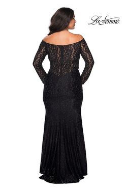 Style 28945 La Femme Black Size 12 Tall Height Lace Straight Dress on Queenly