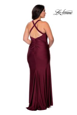 Style 29062 La Femme Red Size 20 Floor Length Plus Size Side slit Dress on Queenly