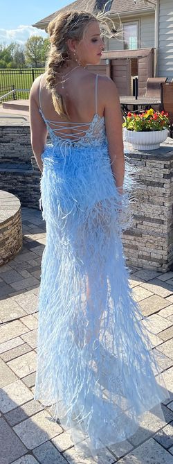Style EW34126 Ellie Wilde Blue Size 00 Mini Ew34126 Floral Jersey Side slit Dress on Queenly